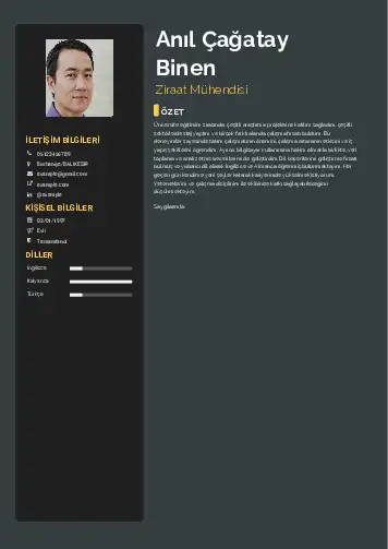 Ziraat Mühendisi Cv Örnekleri cv indir